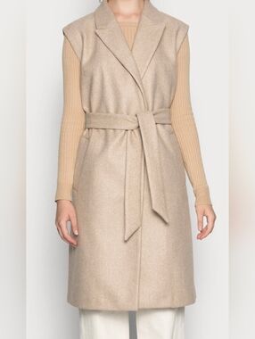 Vero Moda Fortune Long Sleeveless Vest Jacket Tie Waist Size Small NEW NWT